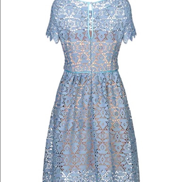 BNWT Emporio Armani Macrame Short-Sleeved Midi Blue Lace Dress - Picture 12 of 12